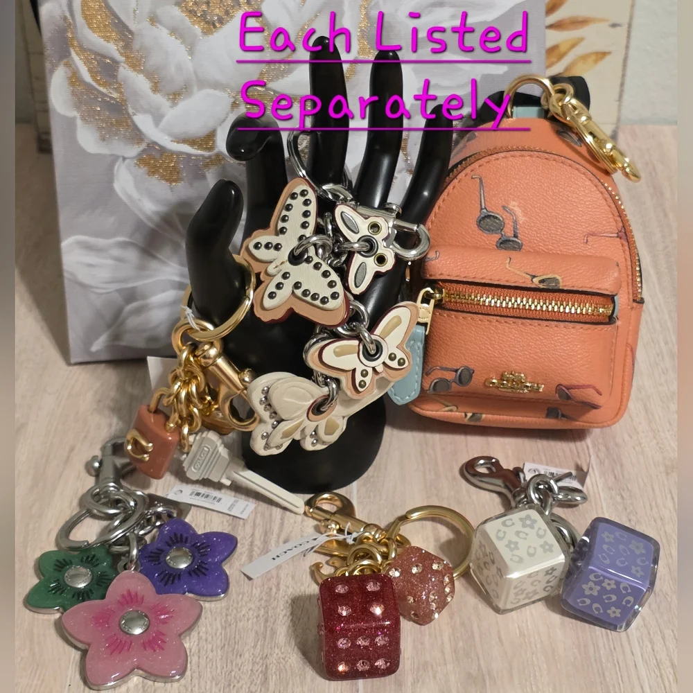 NEW Coach Wildflower Cluster Bag Charm Keychain CR924